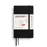 Weekly Planner & Notebook 2027, 12 Months, Ruled, English – Pocket (A6) Softcover Black