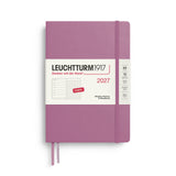 Weekly Planner & Notebook 2027, 12 Months, Dotted, English – Medium (A5) Hardcover Dusty Rose