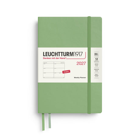 Weekly Planner 2027, 12 Months, English – Paperback (B6+) Hardcover Sage