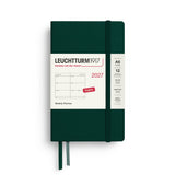 Weekly Planner 2027, 12 Months, English – Pocket (A6) Hardcover Forest Green
