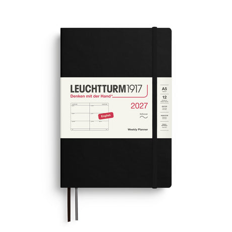 Weekly Planner 2027, 12 Months, English – Medium (A5) Softcover Black