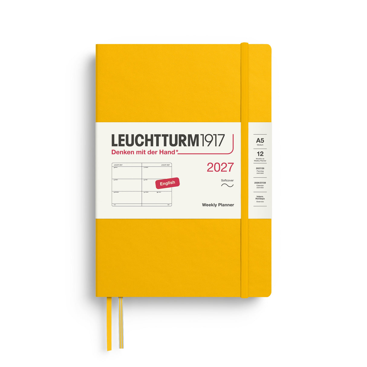 Weekly Planner 2027, 12 Months, English – Medium (A5) Softcover Sunflower