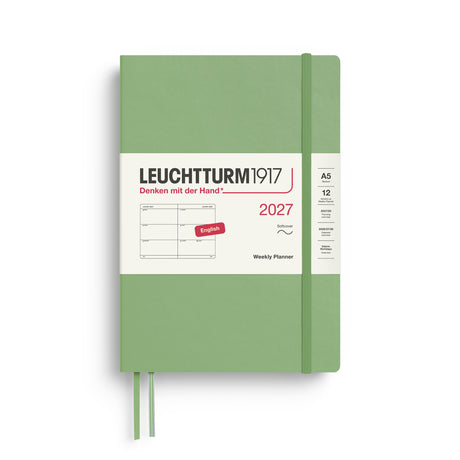 Weekly Planner 2027, 12 Months, English – Medium (A5) Softcover Sage