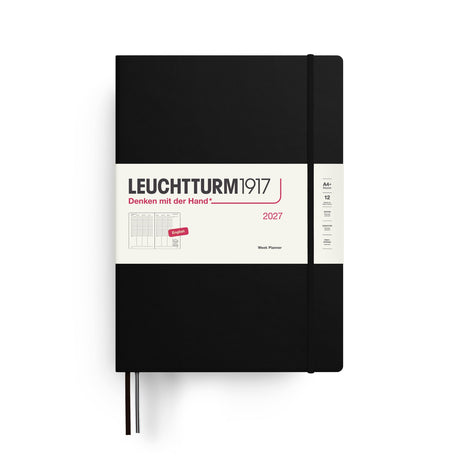 Week Planner 2027, 12 Months, English – Master (A4+) Hardcover Black