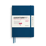 Week Planner 2027, 12 Months, English – Medium (A5) Hardcover Indigo