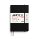 Week Planner 2027, 12 Months, English – Paperback (B6+) Hardcover Black