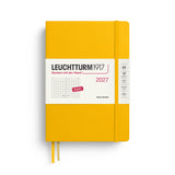 Daily Planner 2027, 12 Months, Dotted, English – Medium (A5) Hardcover Sunflower