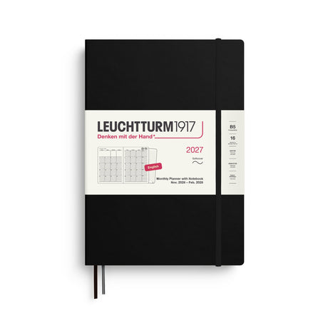 Monthly Planner with Notebook 2027, 16 Months, English – Composition (B5) Softcover Black