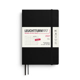 Monthly Planner with Notebook 2027, 16 Months, English – Paperback (B6+) Softcover Black