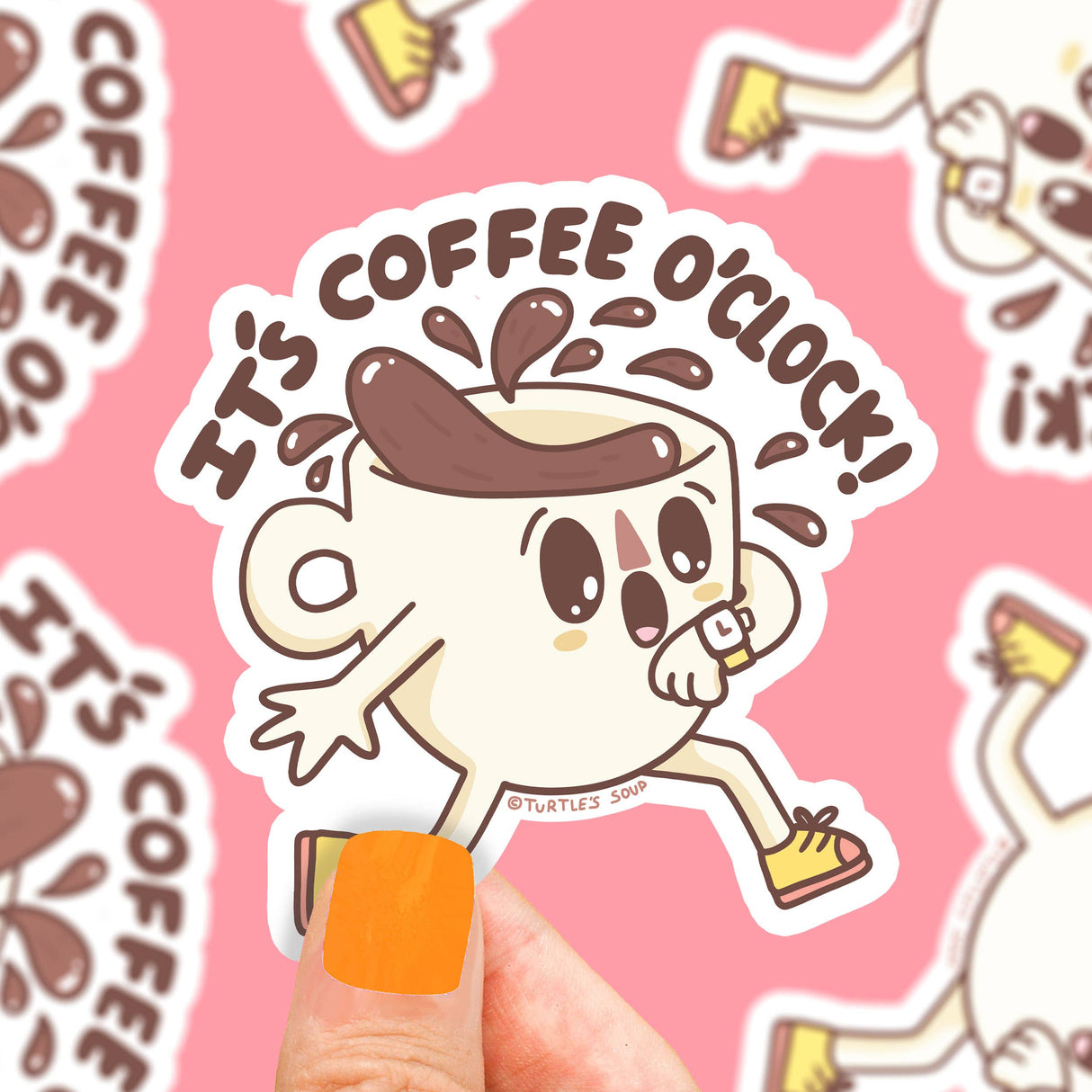 It's Coffee O'Clock Waterproof Vinyl Sticker