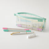 Midori Mesh Pen Case with Gusset - Check Green