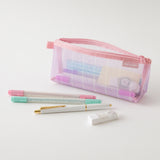 Midori Mesh Pen Case with Gusset - Stripe Purple