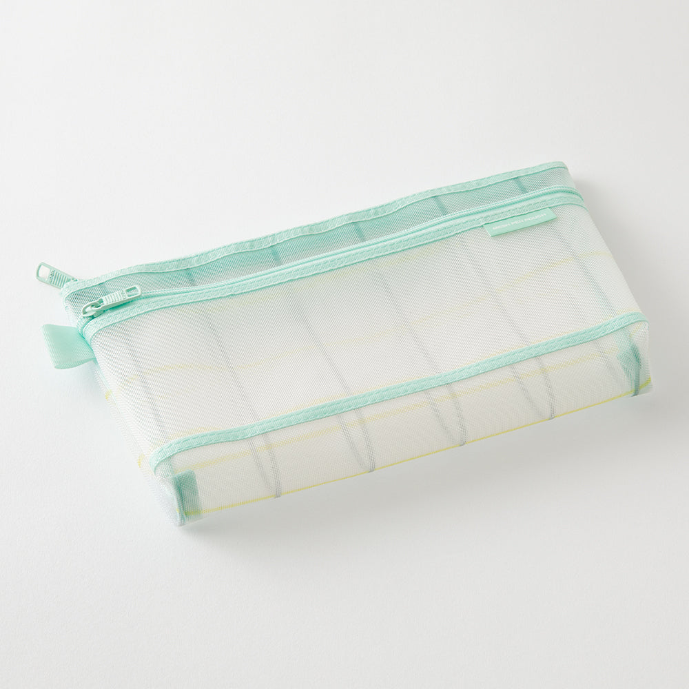 Midori Mesh Pen Pouch - Check Green