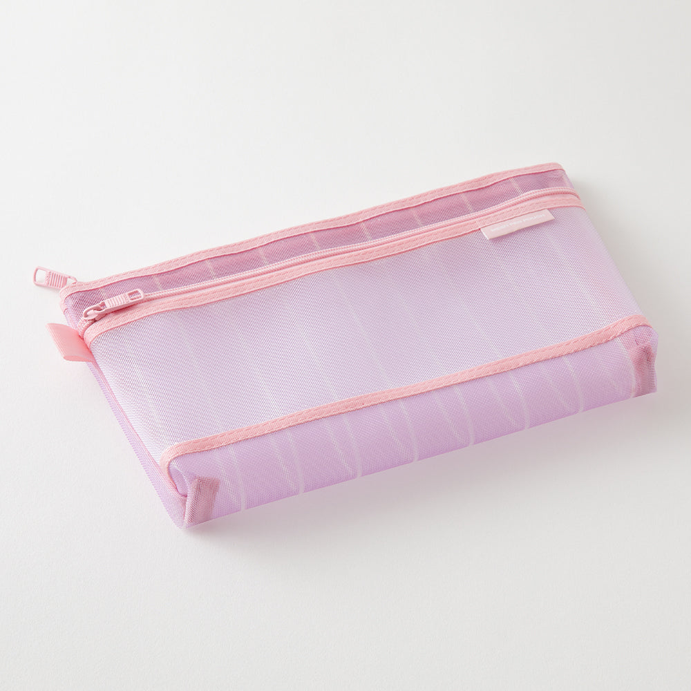 Midori Mesh Pen Pouch - Stripe Purple