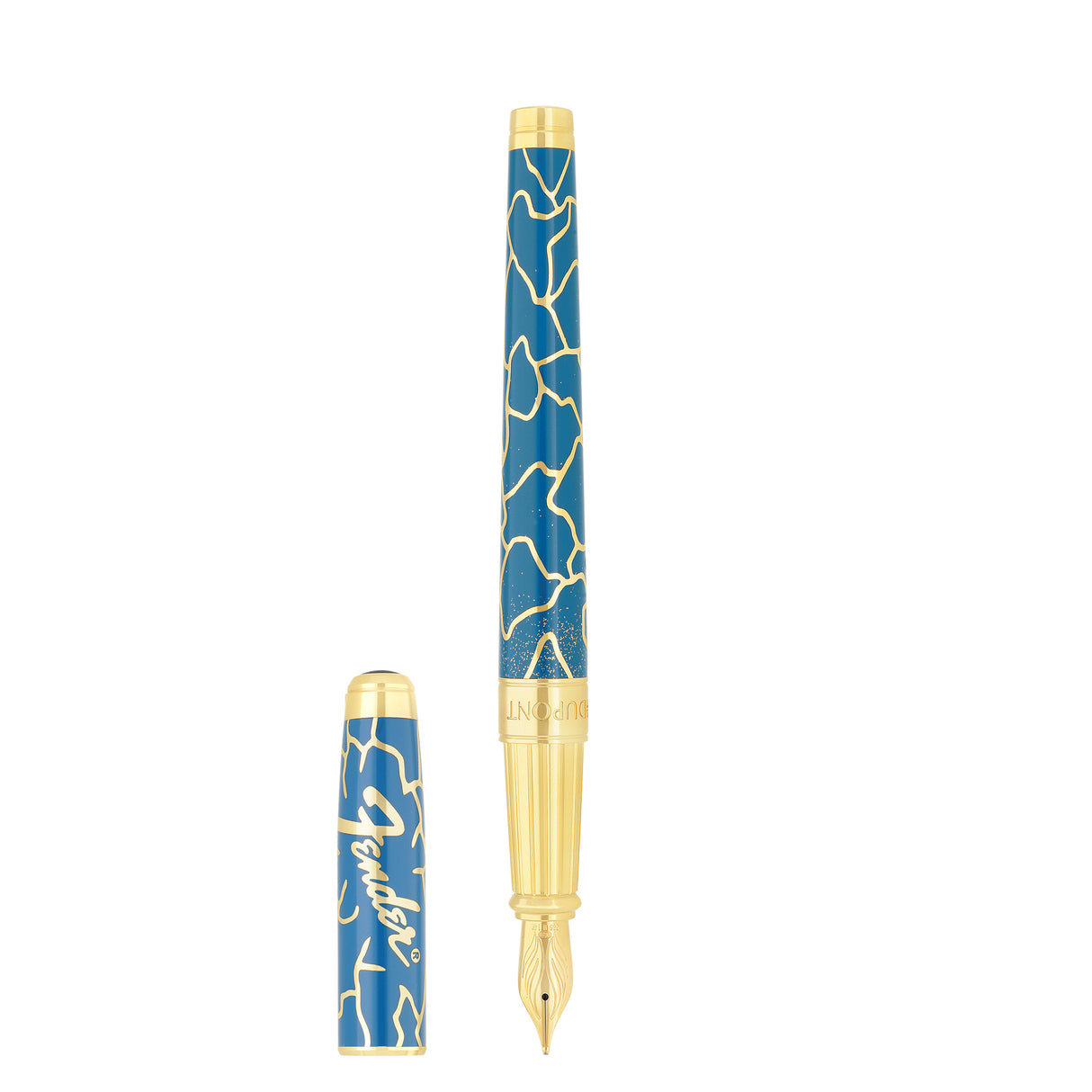 S.T. Dupont Fender Line D Large Fountain Pen - Blue