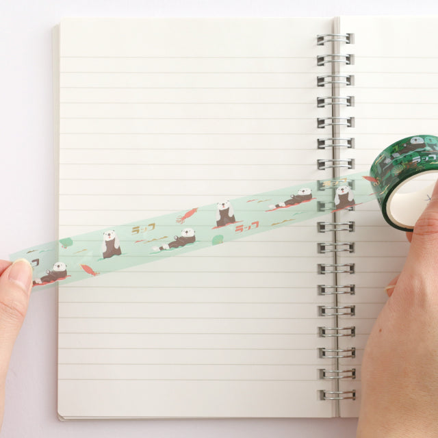 Green Flash Animal Department Store Gold Foil Clear Masking Tape - Sea Otter