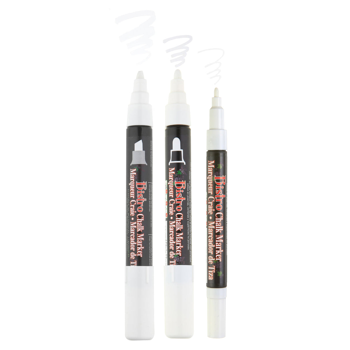 Bistro Chalk Markers - White - Combo Chisel, Broad, and Fine Set