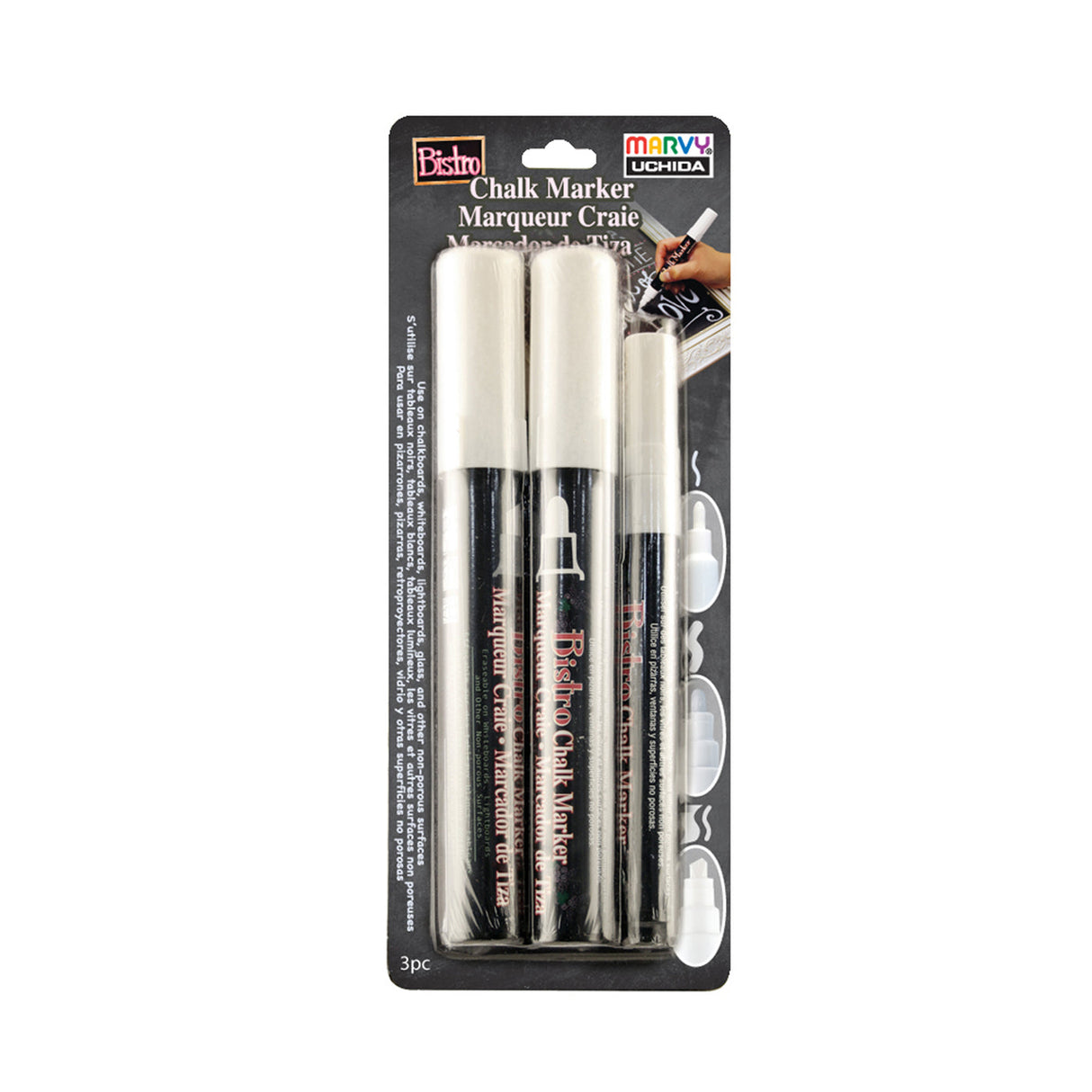 Bistro Chalk Markers - White - Combo Chisel, Broad, and Fine Set