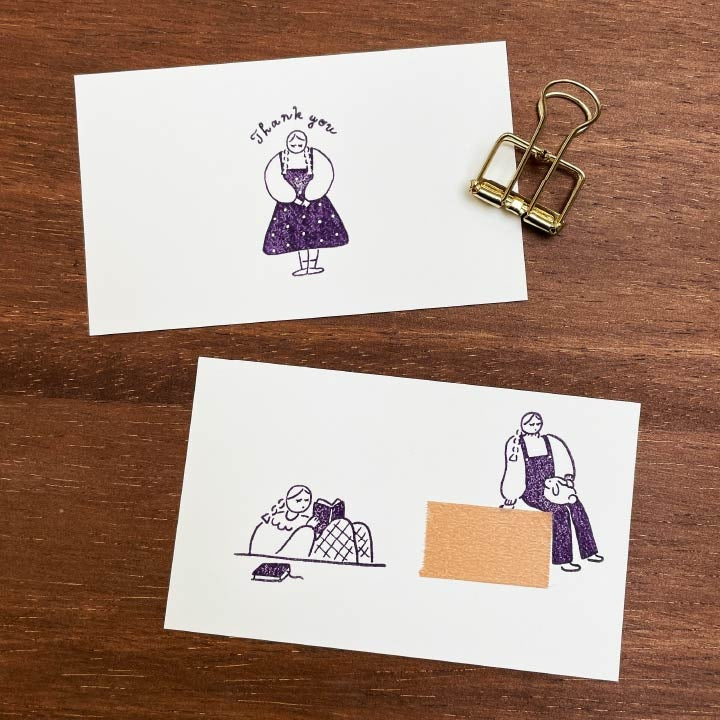 Stamp Marché Illustration Stamp - Reading