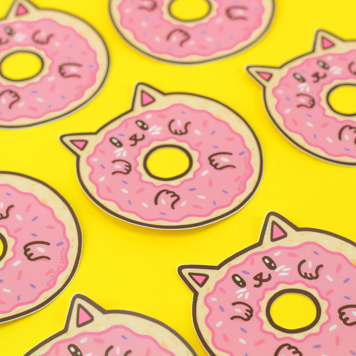 Donut Cat Pink Dessert Sweet Treat Kitty Vinyl Sticker
