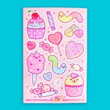 Sweet Treats Cute Candy Ice Cream Art Vinyl Sticker Sheet