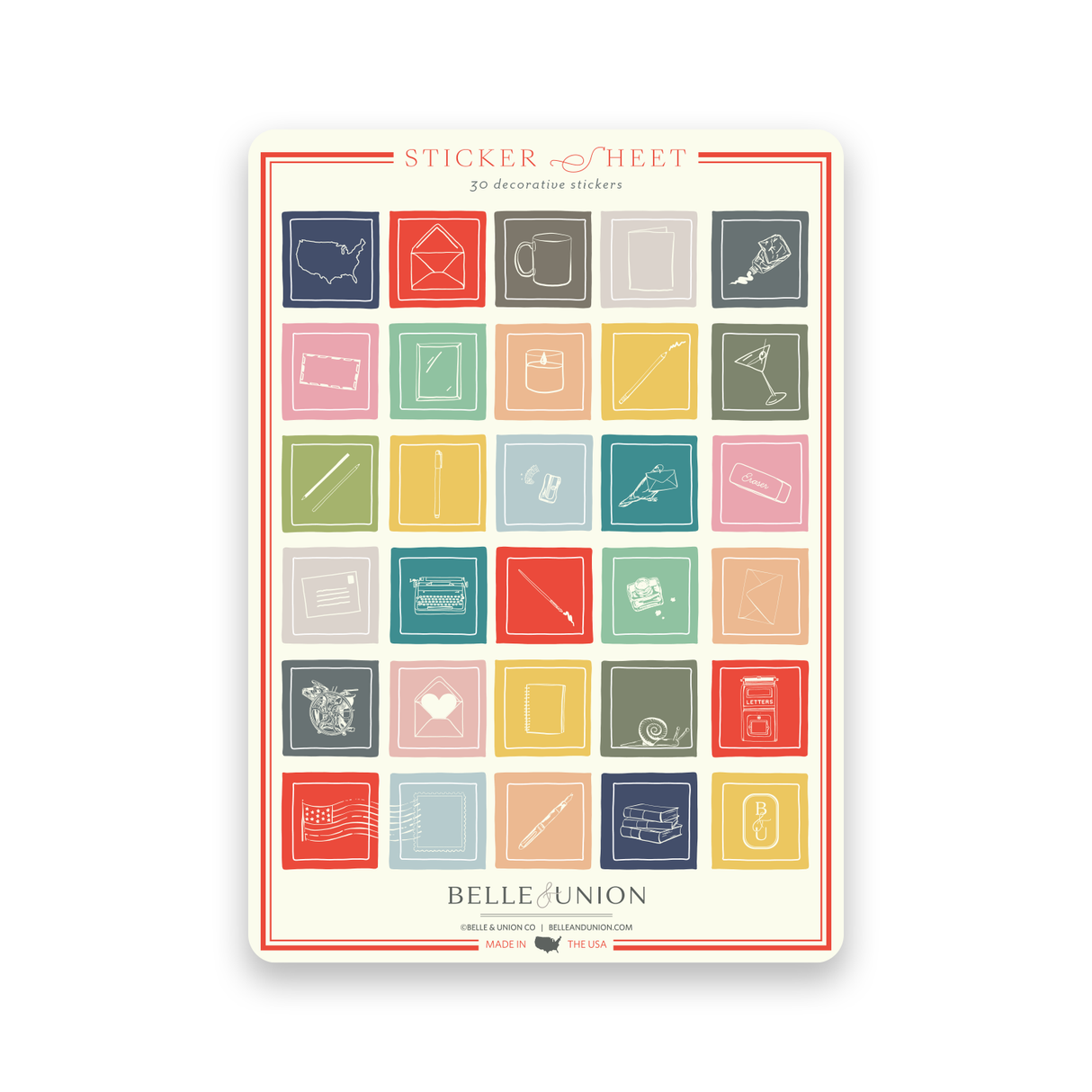 Mini Stationery Icons Sticker Sheet