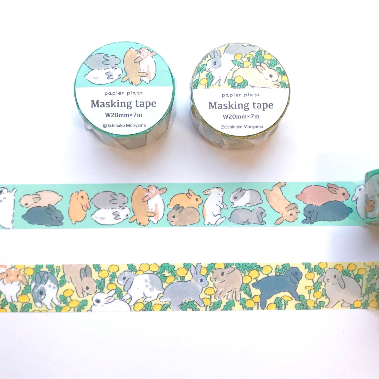 Papier Platz Schinako Moriyama Washi Tape - Dandelions and Rabbits