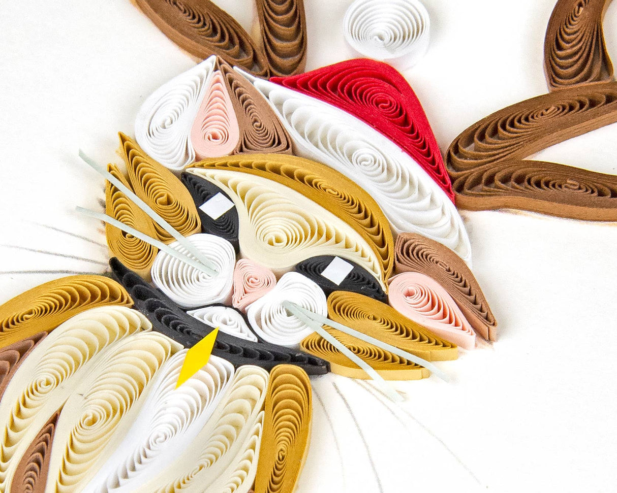 Quilled Holiday Cat Greeting Card
