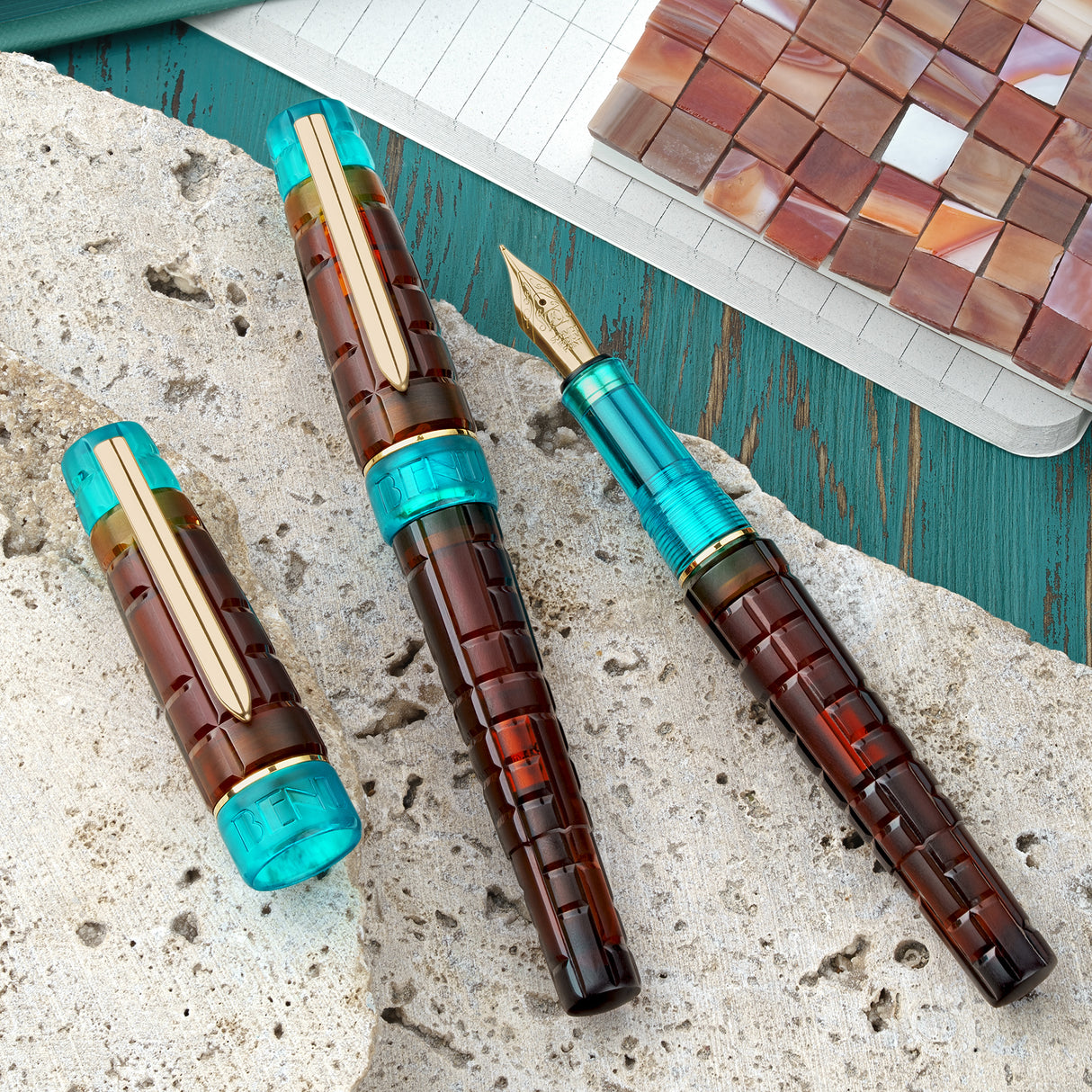 Benu Tessera Fountain Pen - Ribbon Turquoise