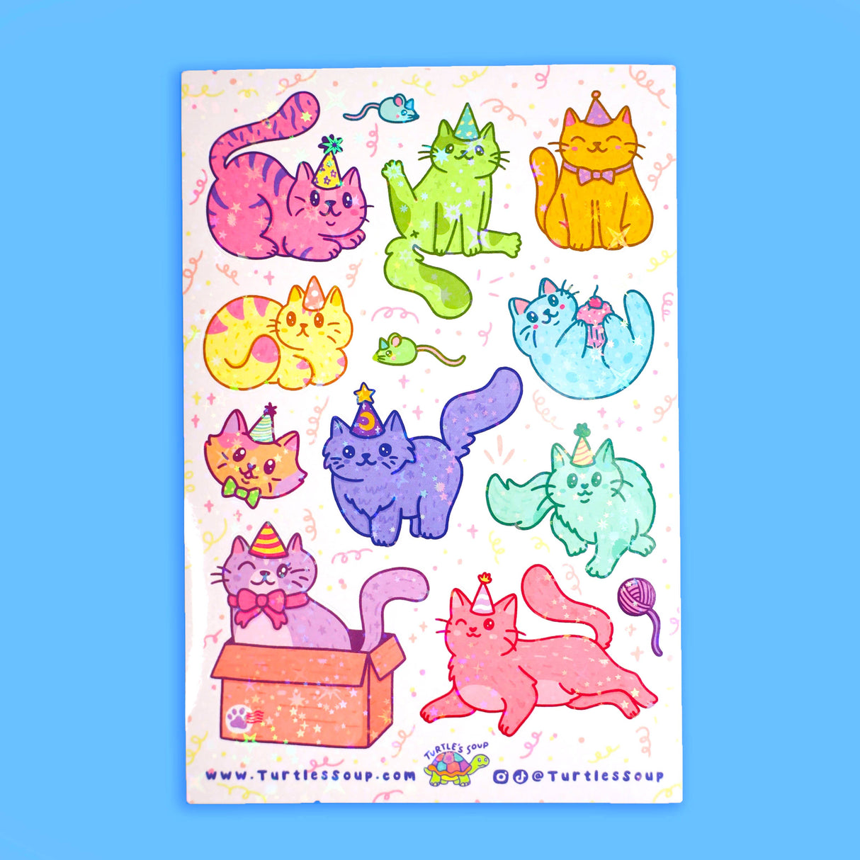 Birthday Cats Vinyl Sticker Sheet