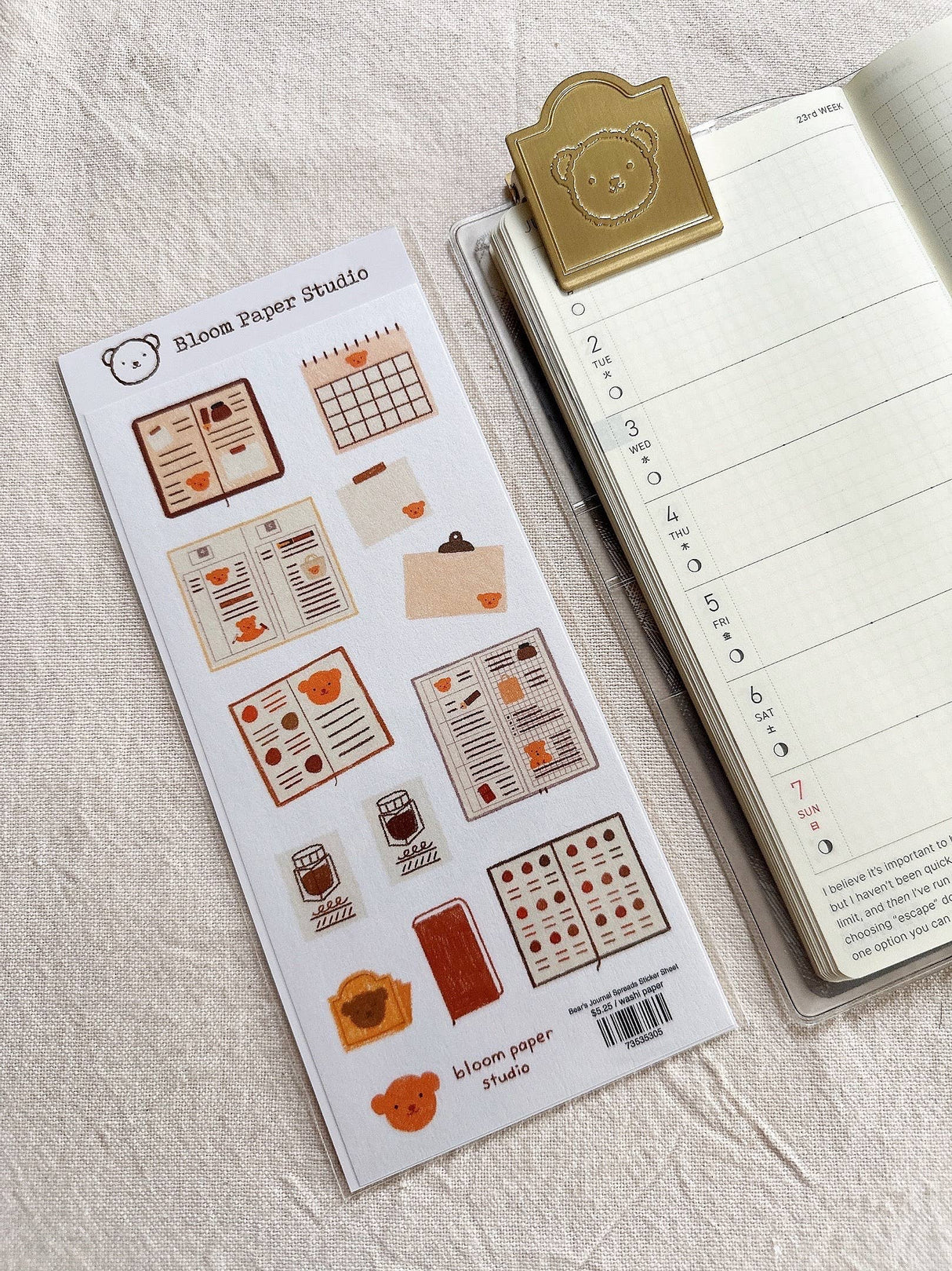Bloom Paper Studio Bear's Journal Spreads Sticker Sheet
