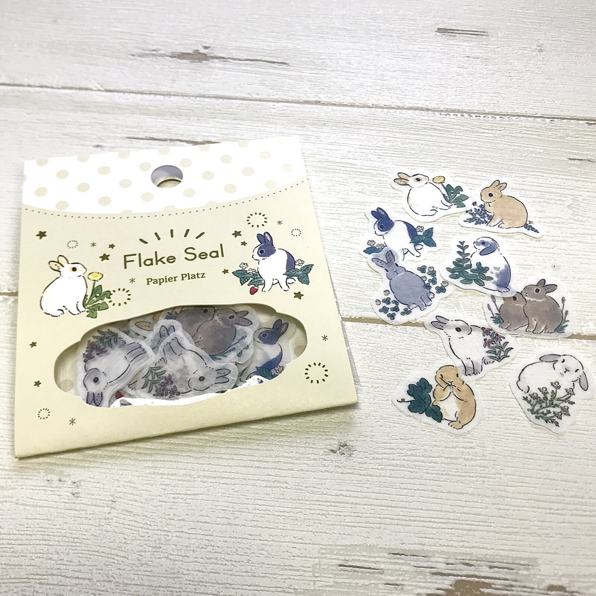 Papier Platz Schinako Moriyama Flake Stickers - Rabbits and Wildflowers
