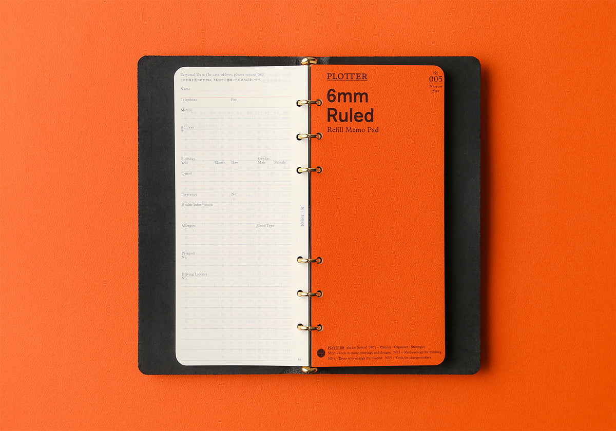 Plotter Pueblo 6-Ring Leather Binder - Narrow Size - Black