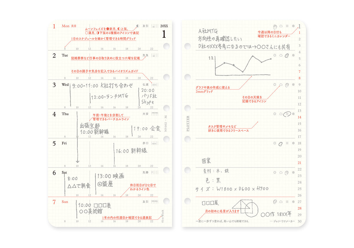 Plotter Monthly Schedule Refill 2027 - Mini Size