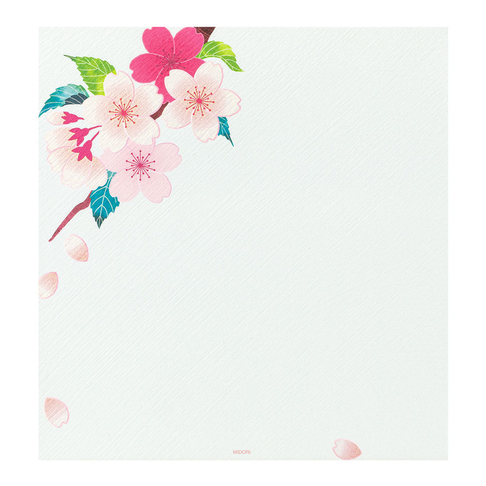 Midori Letter Pad - Silk Printing Cherry Blossom