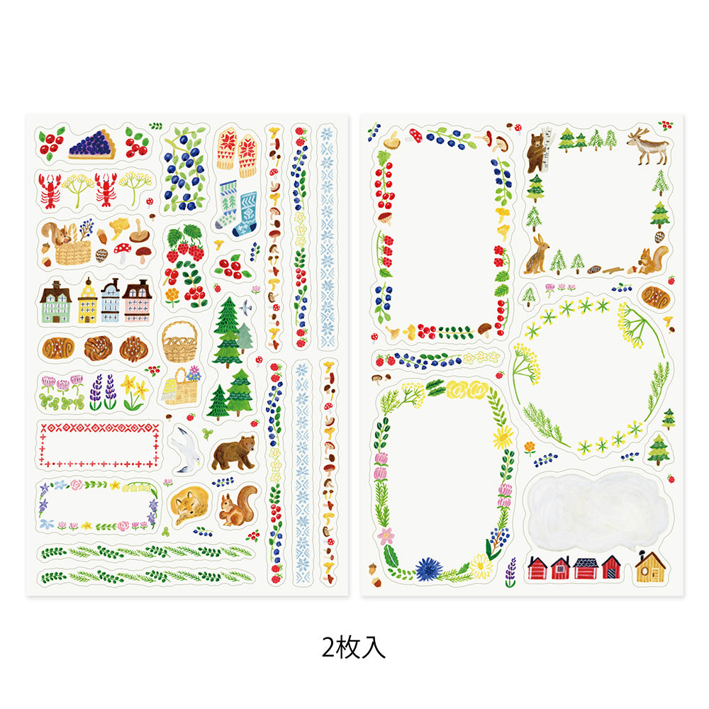 Midori Yuru Log Sticker 2 Sheets - Scandinavia