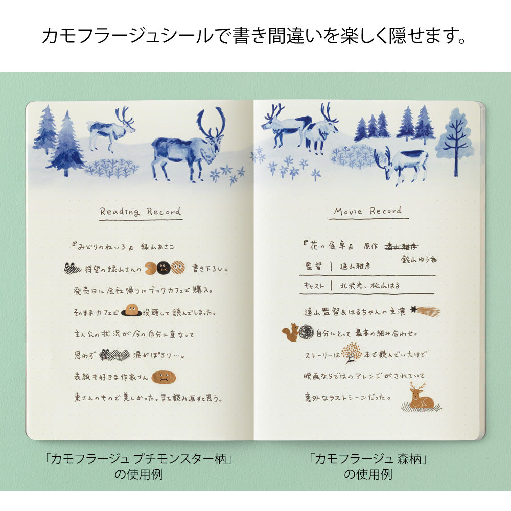 Midori Yuru Log Sticker 1 Sheet - Camouflage Forest
