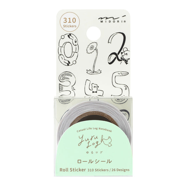 Midori Yuru Log Roll Sticker - Numbers