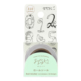 Midori Yuru Log Roll Sticker - Numbers