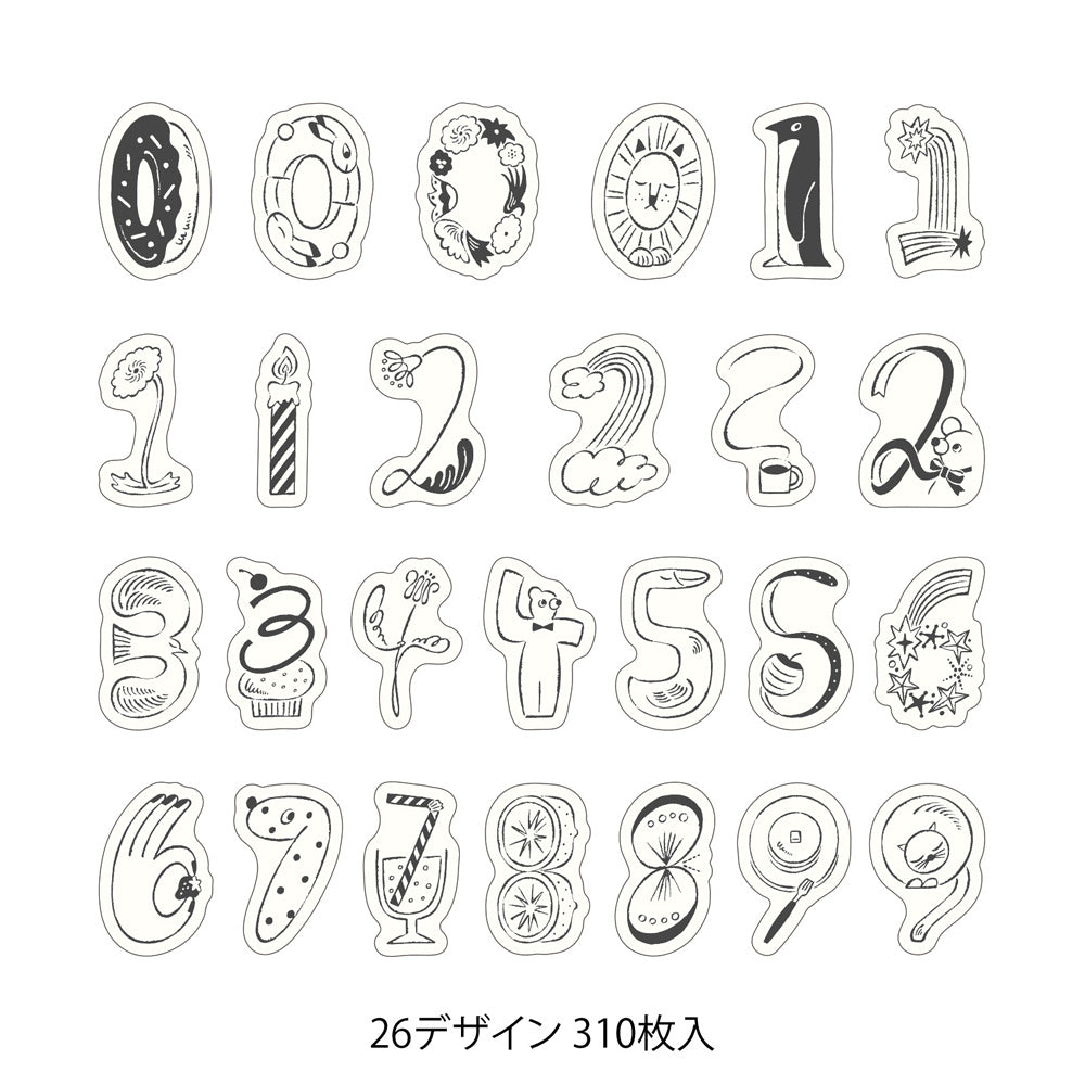 Midori Yuru Log Roll Sticker - Numbers