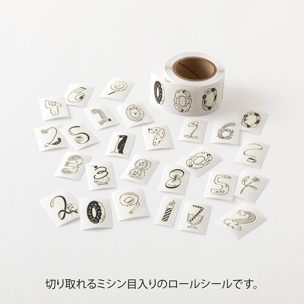 Midori Yuru Log Roll Sticker - Numbers