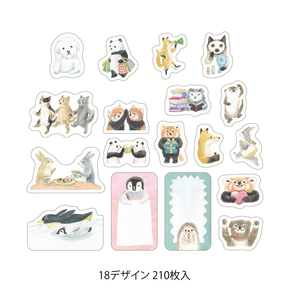 Midori Yuru Log Roll Sticker - Animal Emotions