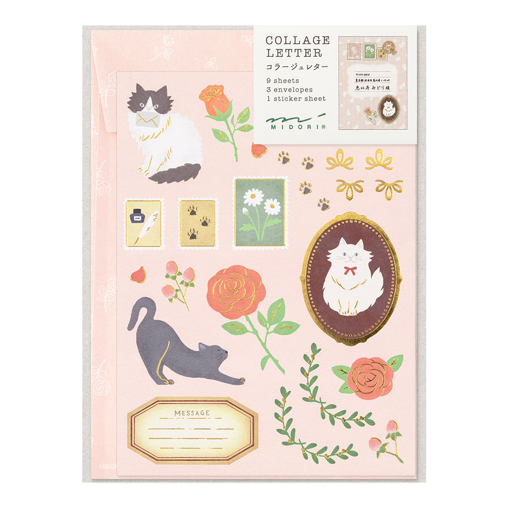 Midori Letter Set - Collage Cat