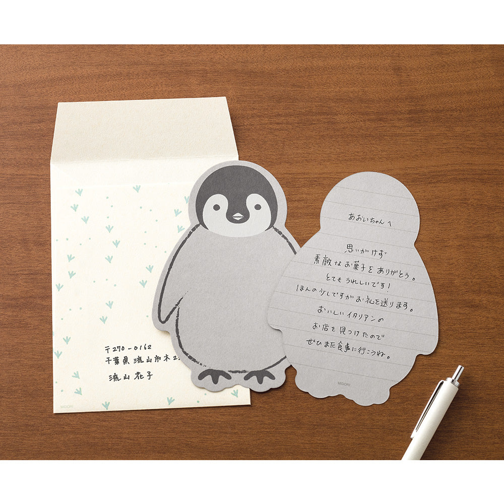 Midori Letter Set - Die-Cut Penguin