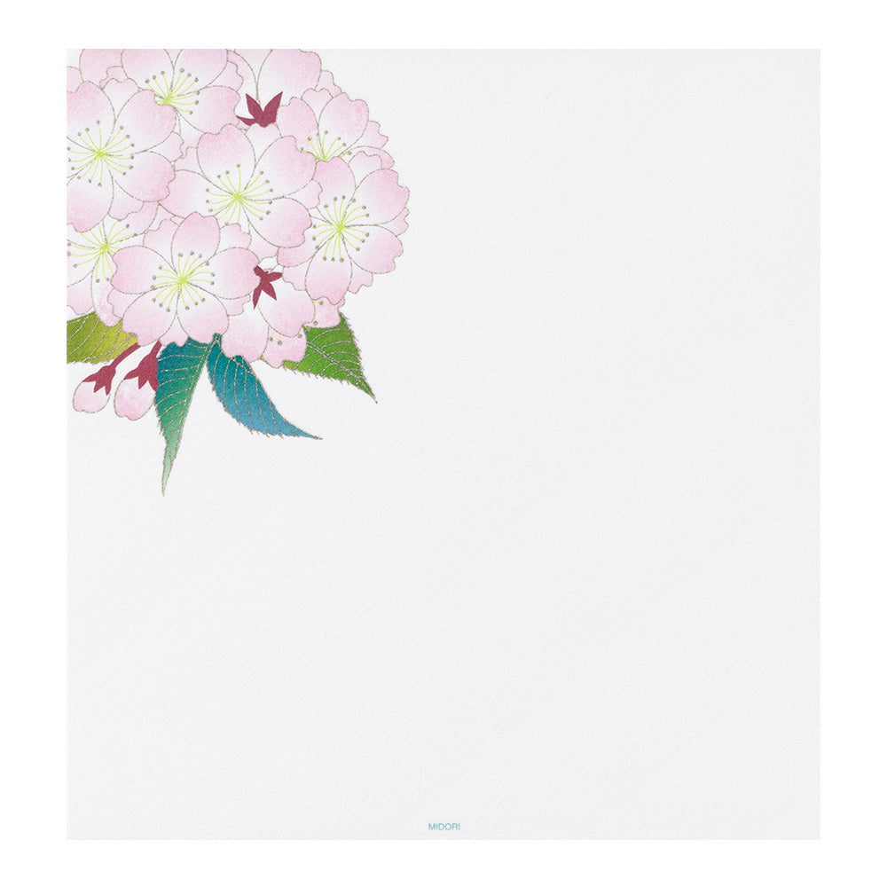 Midori Letter Pad - Silk-Printing Ball-Shaped Cherry Blossom