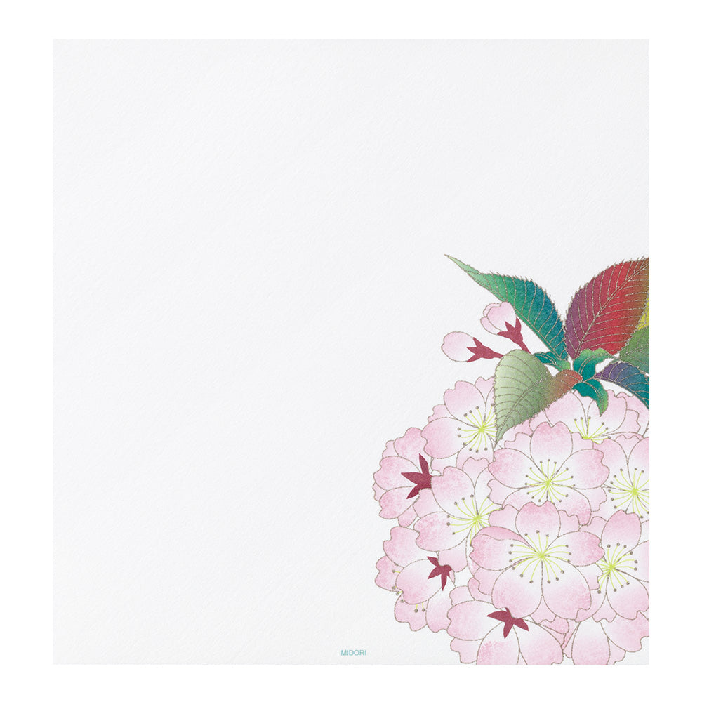 Midori Letter Pad - Silk-Printing Ball-Shaped Cherry Blossom