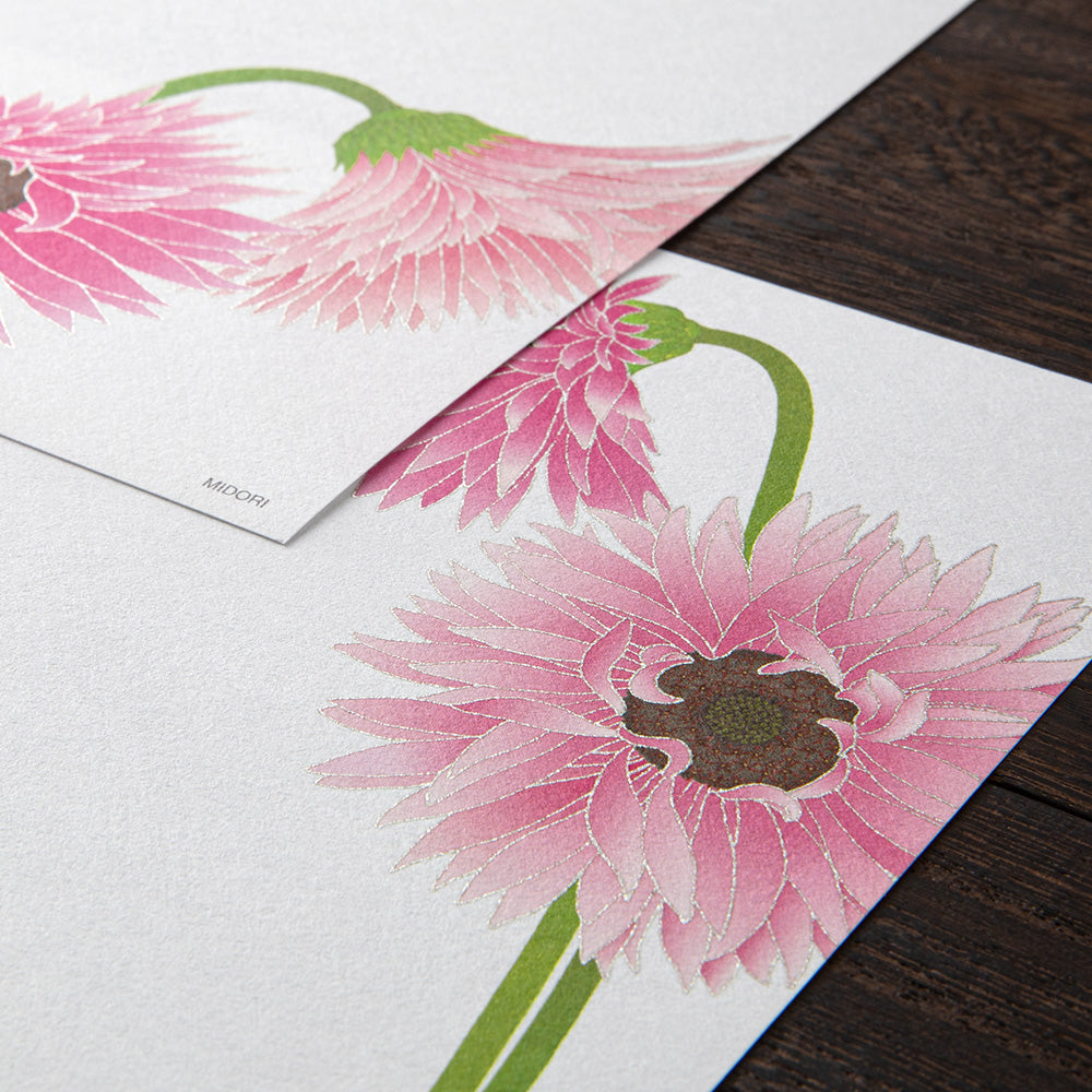 Midori Letter Pad - Silk-Printing Gerbera