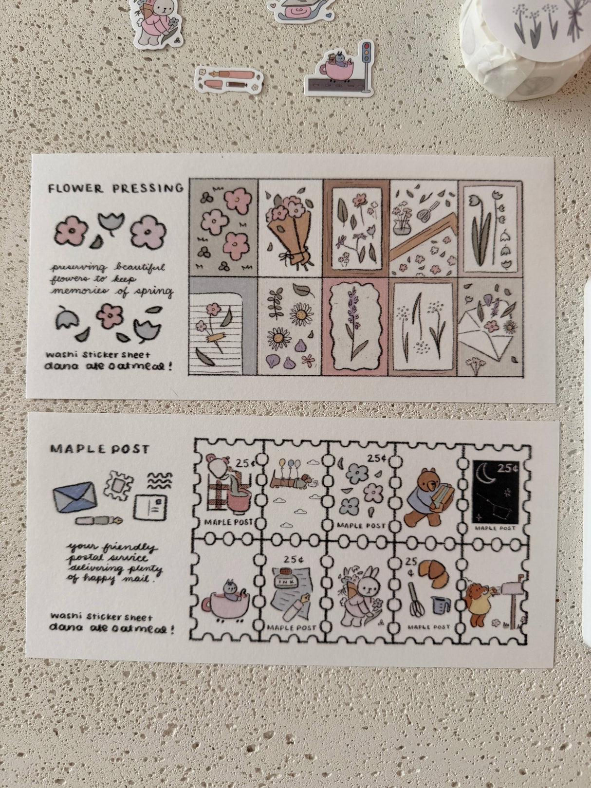 dana ate oatmeal! Flower Pressing Washi Sticker Sheet