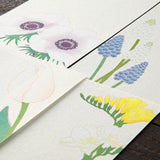 Midori Message Letter Pad - Four Designs Spring Flower White