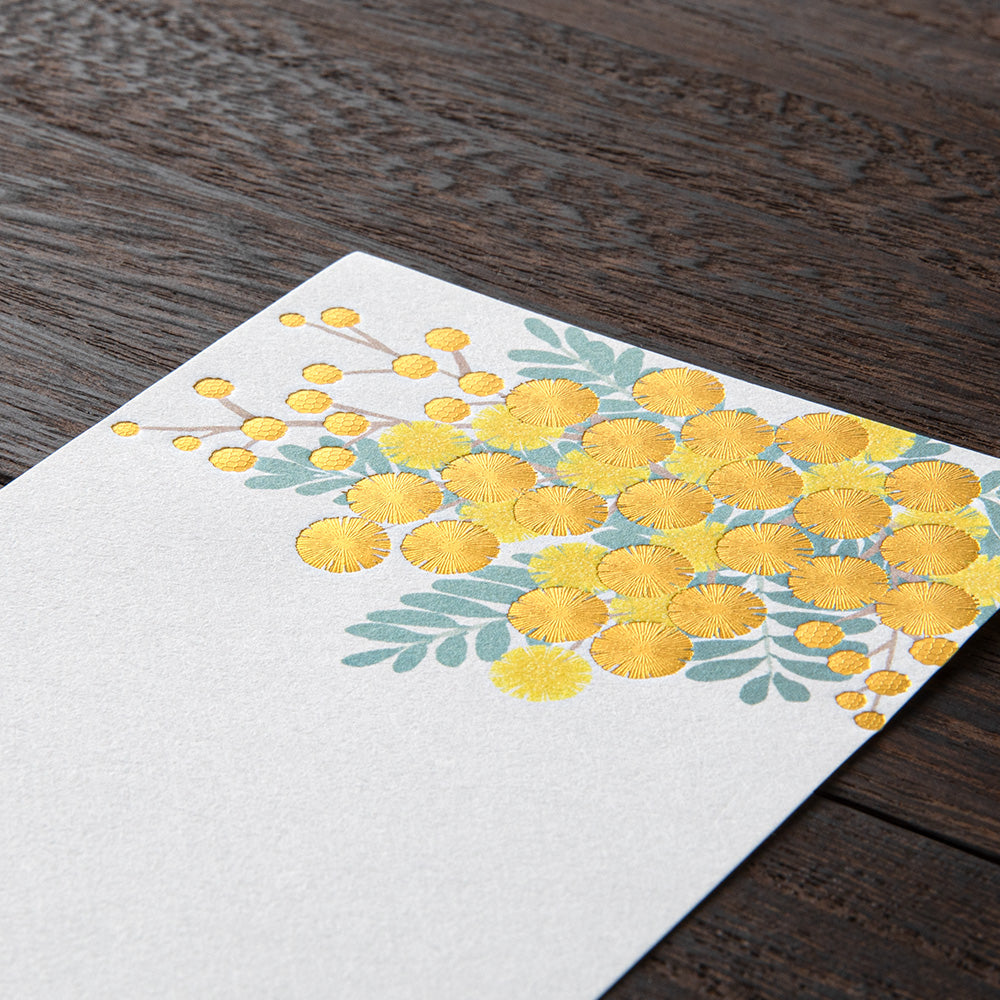 Midori Message Letter Pad - Foil-Stampling Mimosa